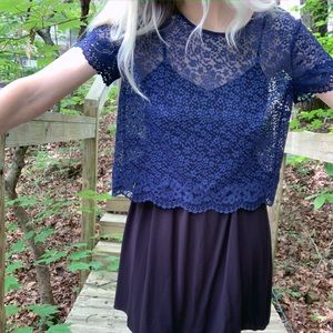 Navy Blue Victoria’s Secret Lace Crop Top